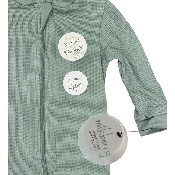 MILKBERRY Baby Bamboo Zippered Footie 0-3m NWT - Picture 2 of 4